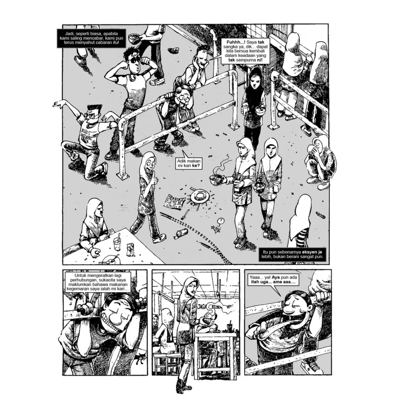 Halaman komik Kartini suasana asrama dan dewan makan